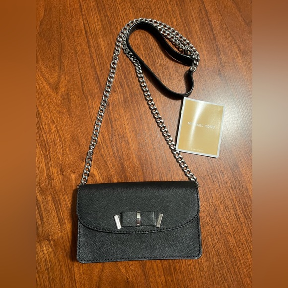 Michael by Michael Kors Mini Leather Trunk Crossbody with silver chain - Picture 6 of 7